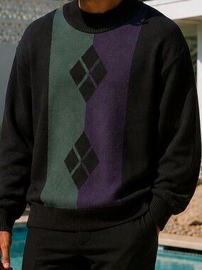 Vintage Zylos George Machado Cotton Colorblock Sweater Medium 50 Chest